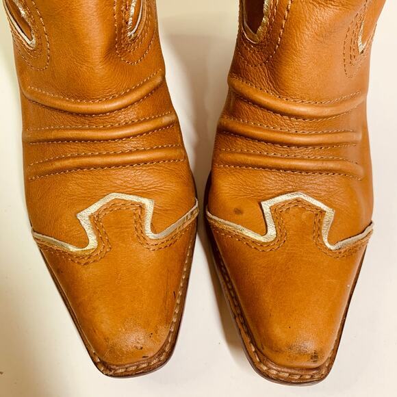 VERY‎ VOLATILE Cowboy Boots Slouchy Gold Detail Mid Calf Retro Rodeo Rawhide NFR - Picture 7 of 10